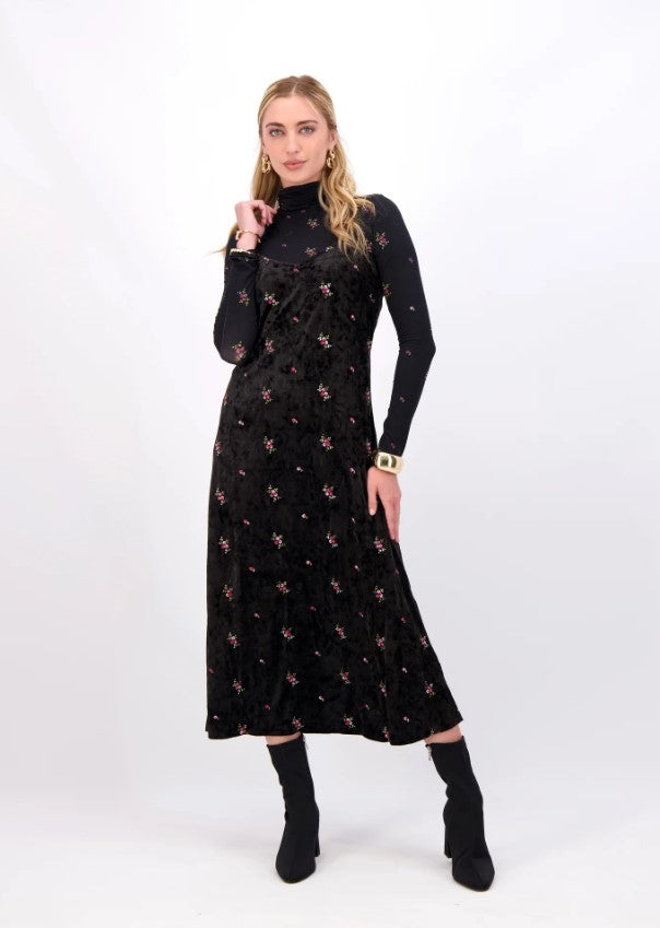 POPPY EMBROIDERED BOUQUET SLIP DRESS