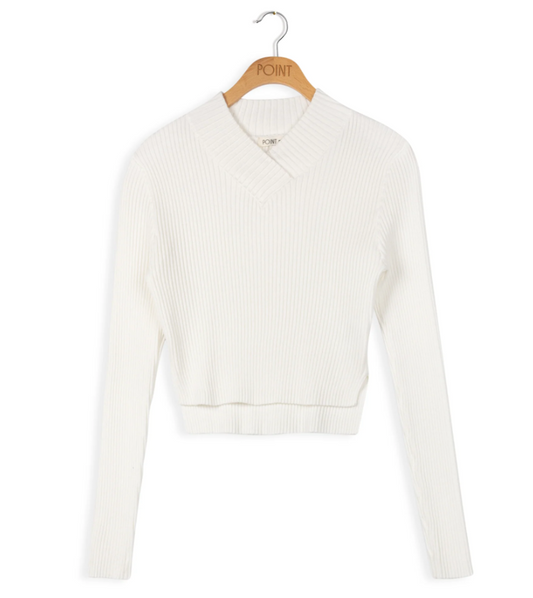 POINT VNECK CROPPED SWEATER