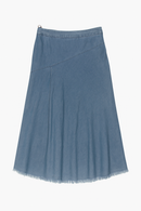 SHIFT DENIM ANGLE SEAMED MAXI SKIRT
