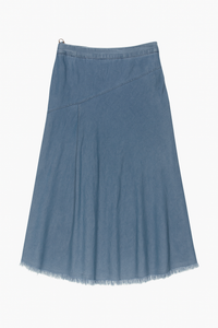 SHIFT DENIM ANGLE SEAMED MAXI SKIRT