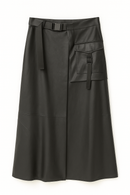 BEIGE BUCKLE LEATHER SKIRT