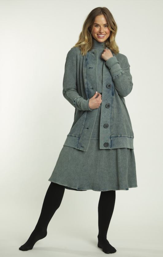 BA6 DENIM WAFFLE KNIT CARDIGAN
