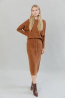 APPARALEL WAFFLE KNIT TOP AND SKIRT SET