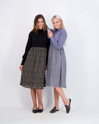 NONI PRINTED BOTTOM RIBBED TOP DRESS