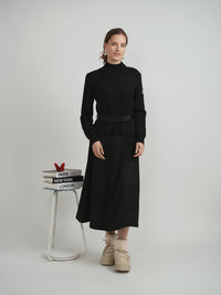 MIUMAX CABLE KNIT SWEATER W BELT