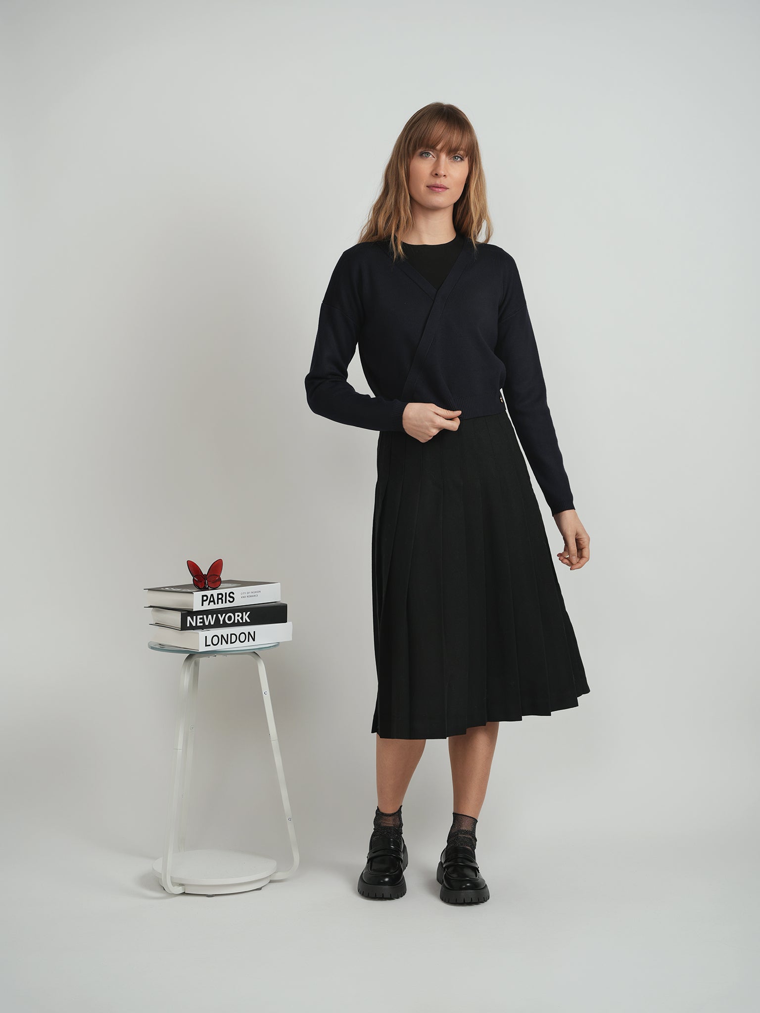 MILAN ITALY CROPPED DOUBLE BREASTED WRAP SWEATER