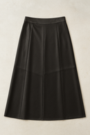 VERSATILE PANELED MIDI LEATHER SKIRT