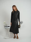 VERSATILE CROPPED LEATHER COMBO JACKET