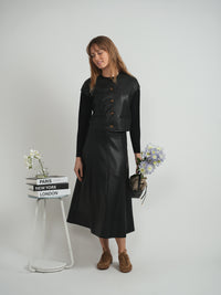 VERSATILE CROPPED LEATHER COMBO JACKET