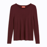 QEW RIBBED KNIT CREW NECK TOP