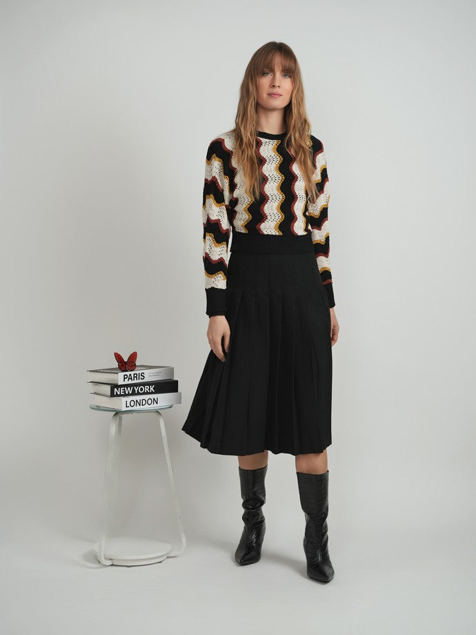 MADEMOISELLE CROCHET VERTICAL CHEVRON KNIT TOP
