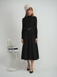 E. U. X. EXCLUSIVE BELTED VEST CREPE JUMPER