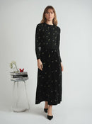 BIRCH SET - EMBROIDERED VELOUR MAXI JUMPER W KNIT CARDI