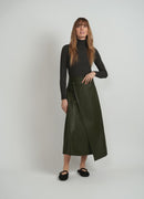 FAVES LEATHER WRAP MIDI SKIRT