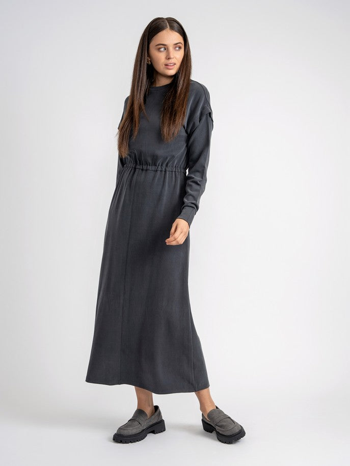 ASPECT MIDI LENGTH DRESS W DROP SHOULDERS