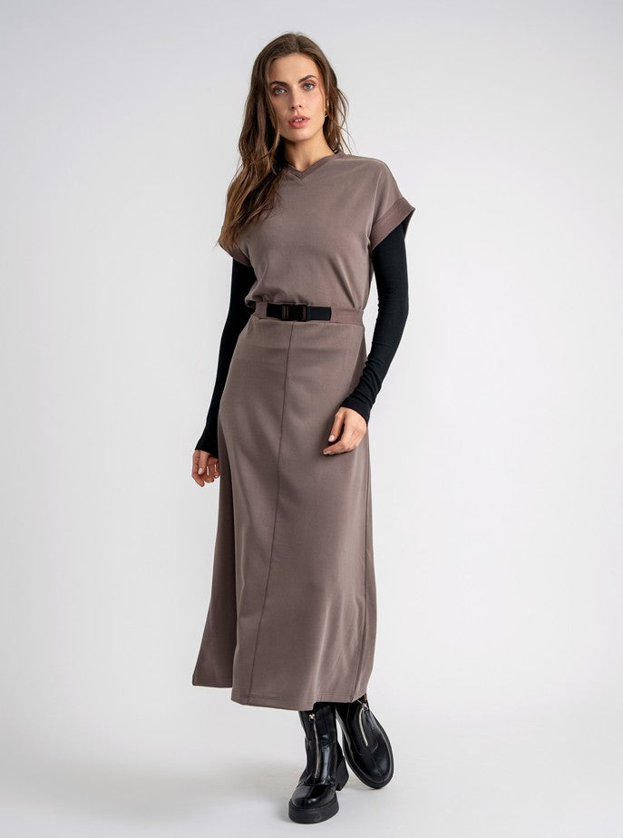 ASPECT MIDI LENGTH SKIRT W BUCKLE AT FRONT WAIST