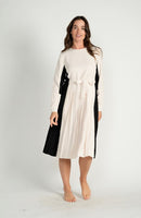 MAUVE COLORBLOCK DRAWSTRING DRESS W PULLSTRING