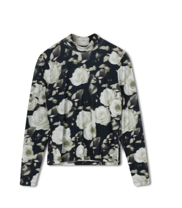 POINT PRINTED MOCK NECK TOP