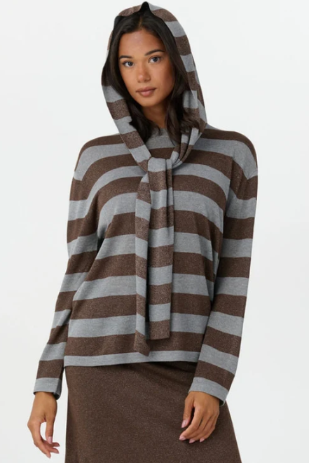 BY TESS WILLA LUREX STRIPED SWEATER
