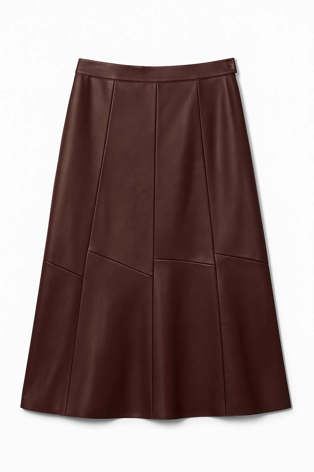 VERSATILE PANELED MIDI LEATHER SKIRT
