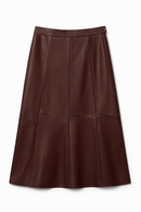 VERSATILE PANELED MIDI LEATHER SKIRT