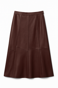 VERSATILE PANELED MIDI LEATHER SKIRT