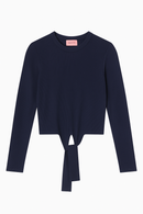 MAUVE KNIT TOP W TIE IN FRONT