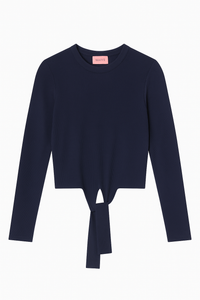 MAUVE KNIT TOP W TIE IN FRONT