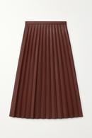 METALLIC LEATHER PLEATED SKIRT