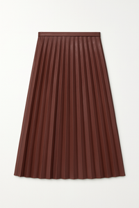 METALLIC LEATHER PLEATED SKIRT