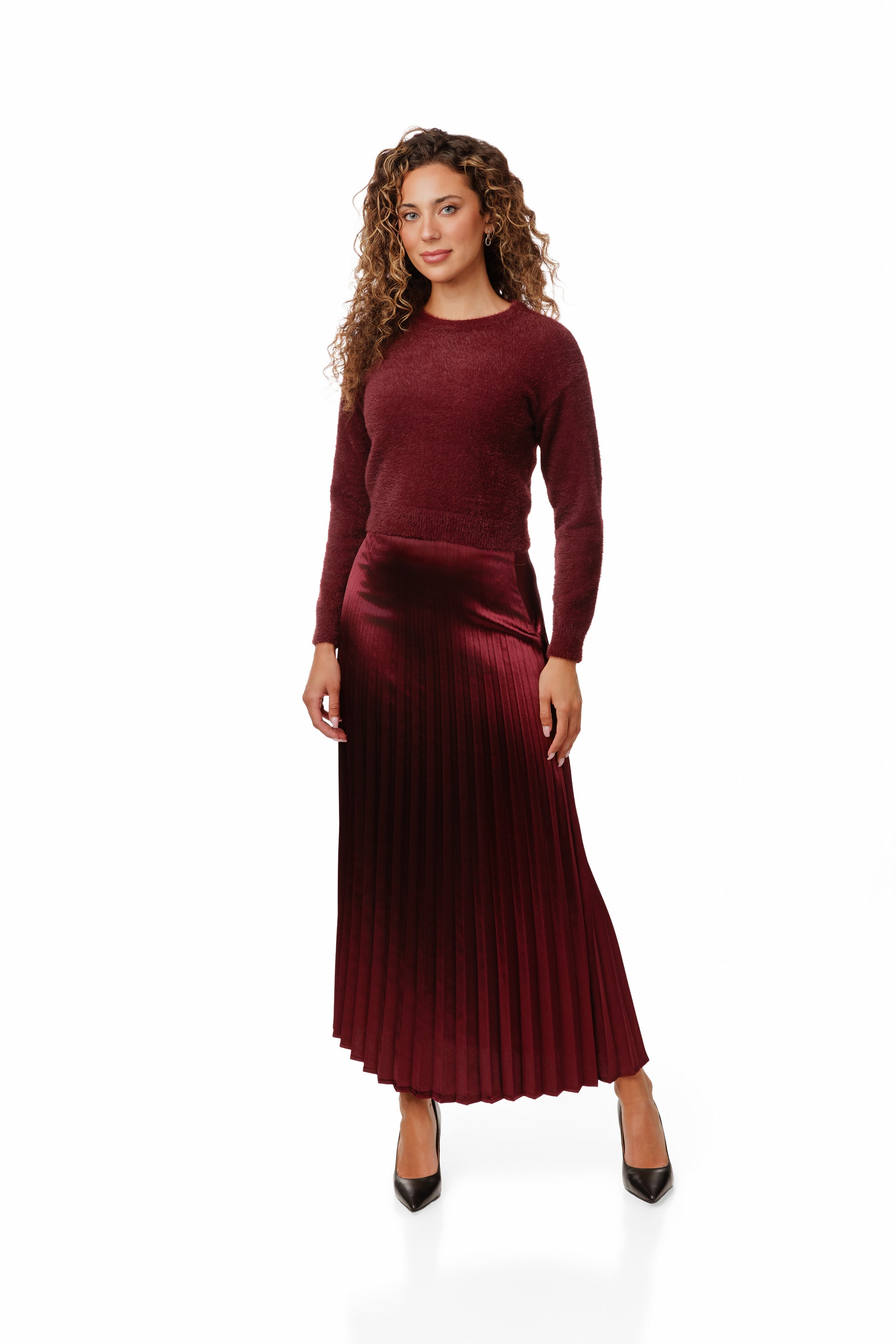 HARPER SATIN PLEATED SKIRT