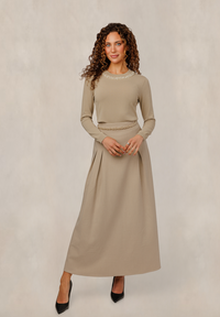 MAUVE PEARL TRIM SKIRT