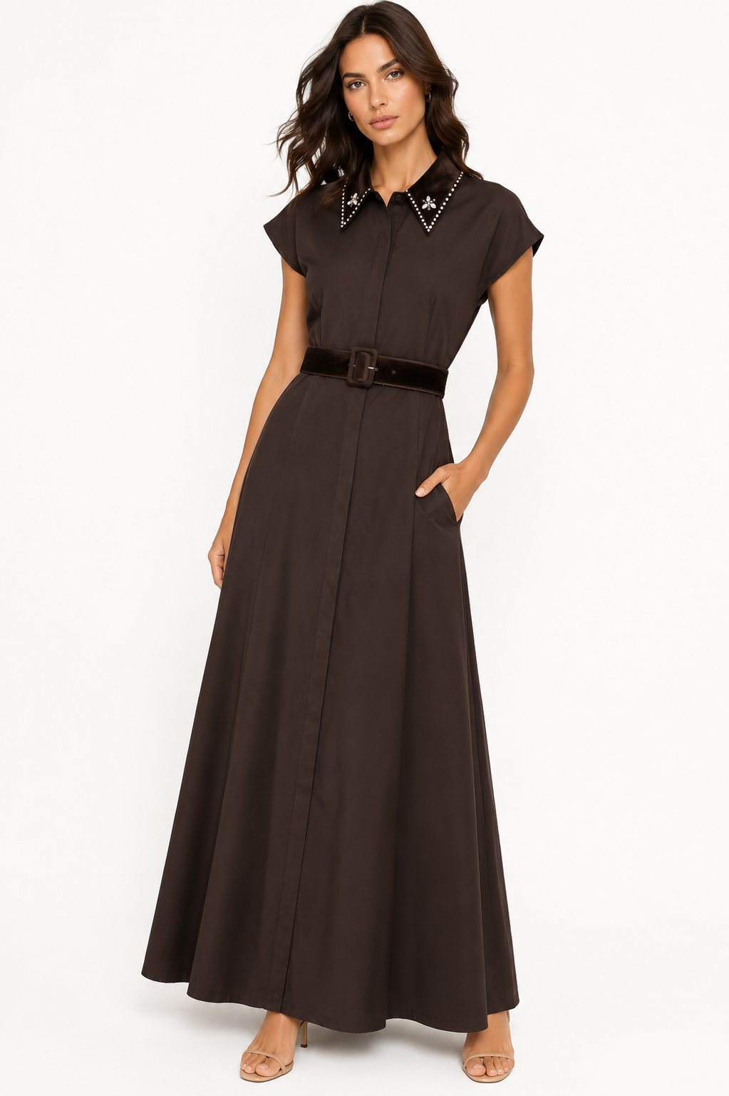 velvet button down dress Long Sleeve Ruffle Up (multiple colors) Goose Creek Boutique Printing Co 28 Medium Bust MCQUEEM GEM VELVET COLLARED BUTTON