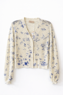 ERMANNA PRINTED KNIT CARDIGAN CROCHET W GLITTERS