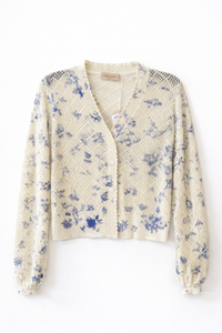 ERMANNA PRINTED KNIT CARDIGAN CROCHET W GLITTERS