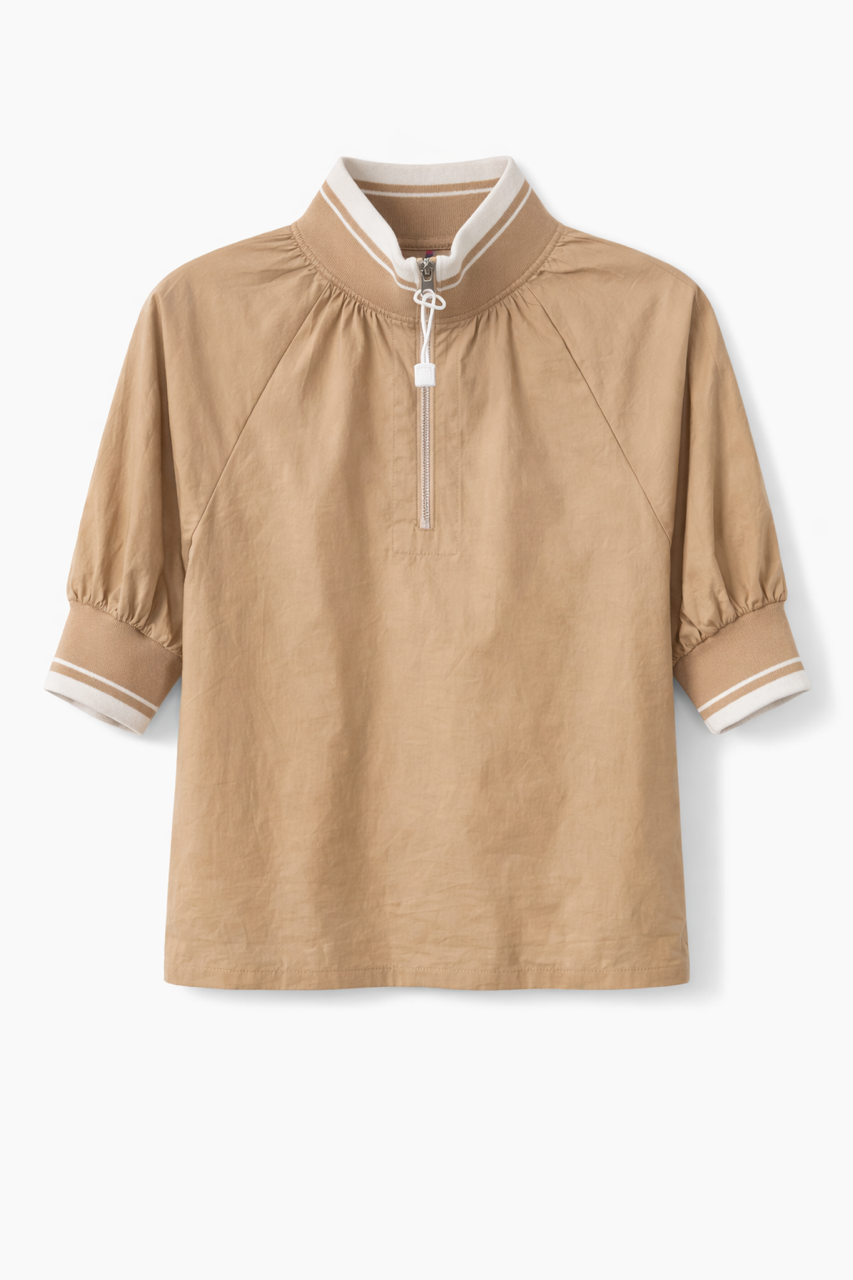 ERMANNA HALF ZIP TOP SHORT SLEEVE