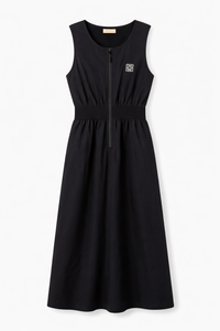 ERMANNA SLEEVLESS BLACK ZIP DRESS W SIDE POCKET