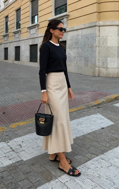 LUUM YORK LEATHER PANELED SKIRT