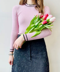 ZAIKAMOYA STRIPED DETAIL KNIT TOP