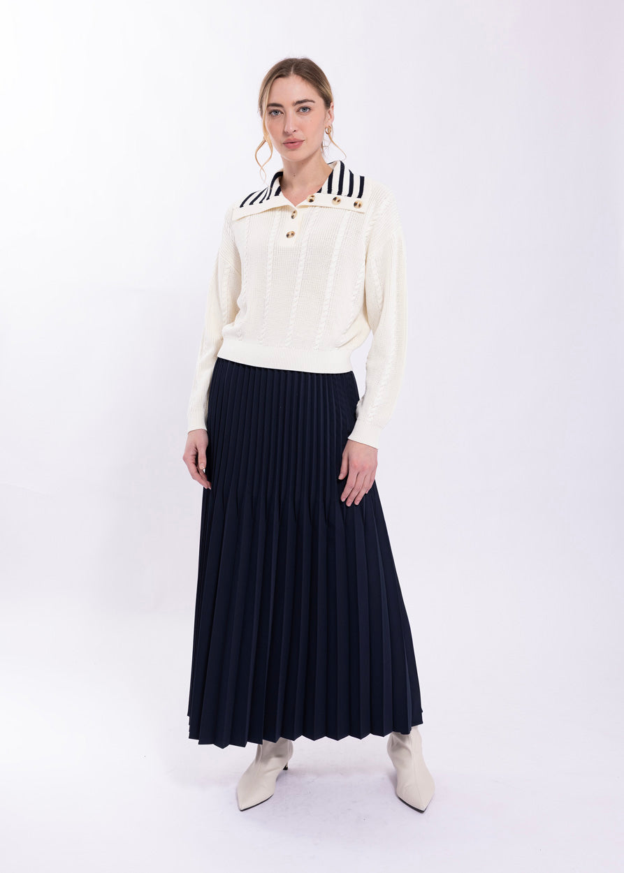 CONCEPT PULL ON PLEATED MIDI SKIRT