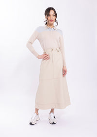 CONCEPT TOPSTITCH DETAIL MIDI SKIRT