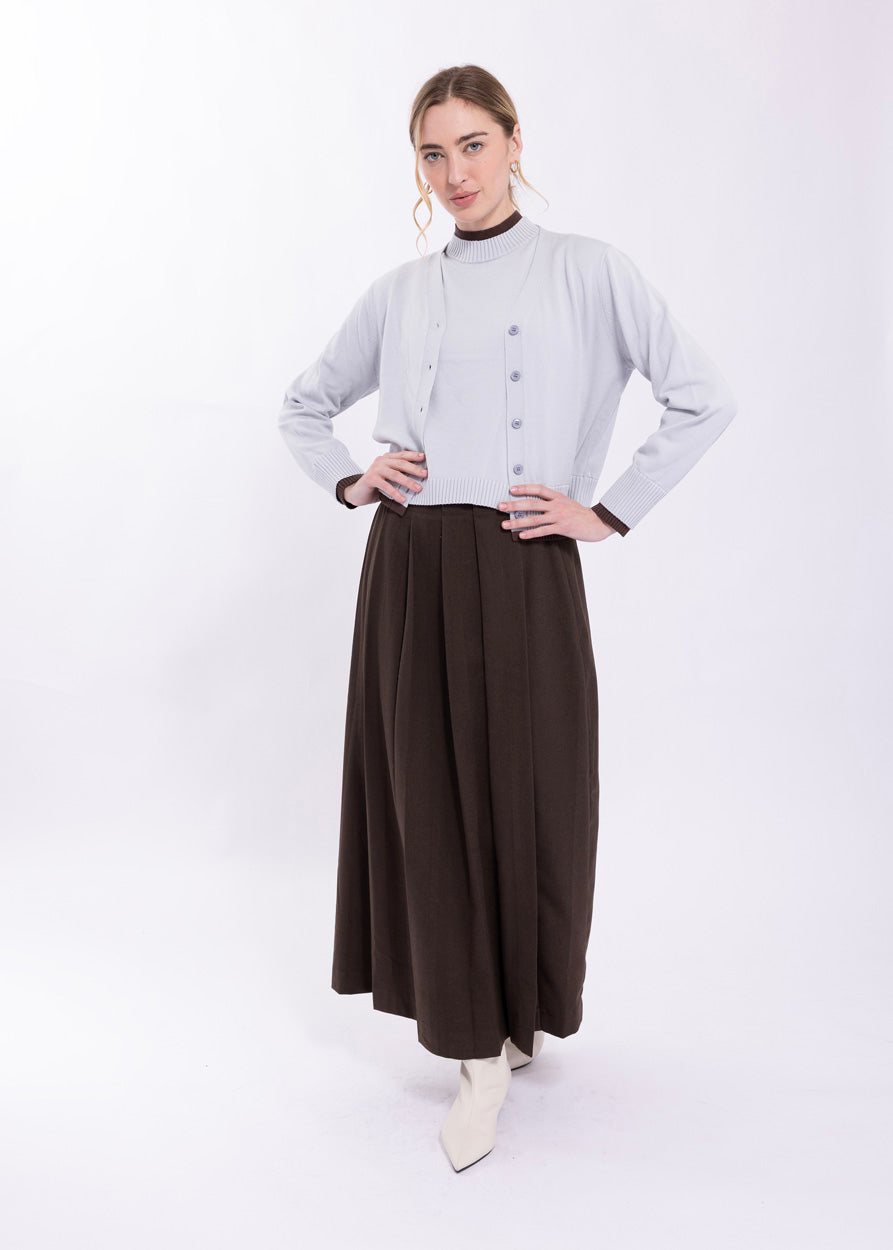 CONCEPT PLEATED FAUX WRAP SKIRT