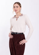CONCEPT SWEATER POLO WITH FLORAL COLLAR