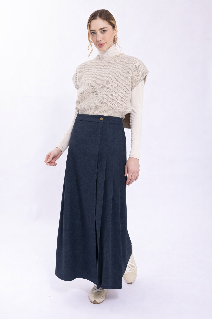 CONCEPT OVERLAP SIDE PLEATED MAXI SKIRT