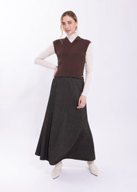 MAPLE & CLIFF STRIPE TEXTURED FLARE SKIRT