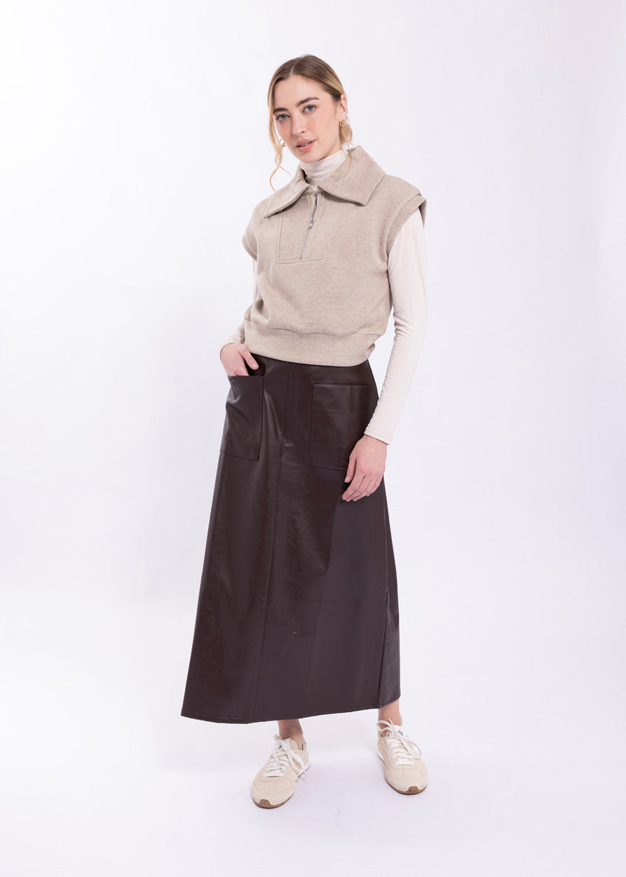 LATITUDE LEATHER PATCH POCKET SKIRT