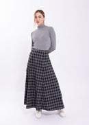 CONCEPT PLAID FLARE MIDI SKIRT