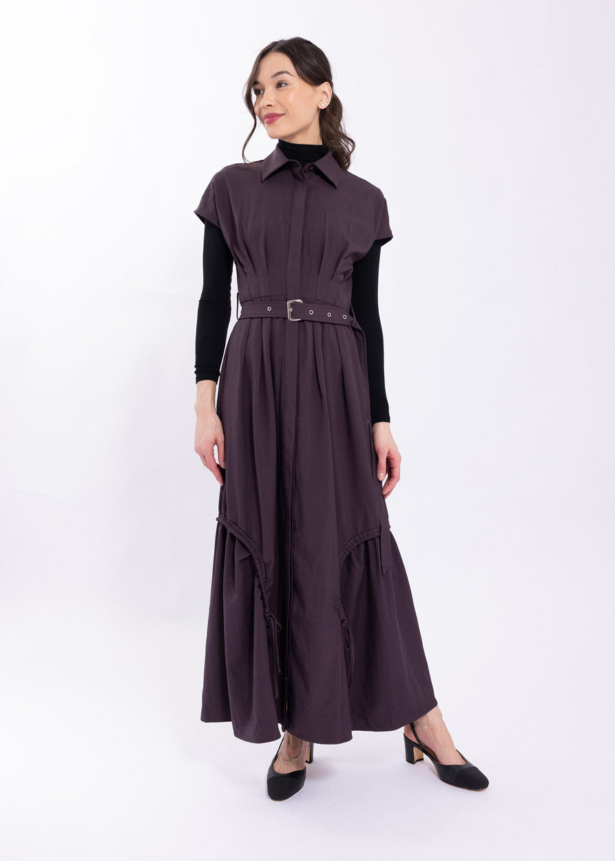 CONCEPT FLARED BELTED DRESS