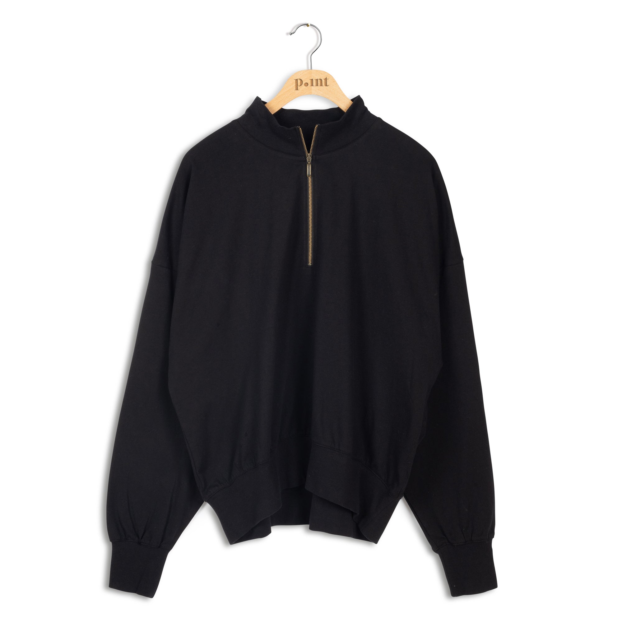 POINT COTTON OVERSIZED DOLMAN ZIP TOP