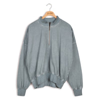 POINT COTTON OVERSIZED DOLMAN ZIP TOP